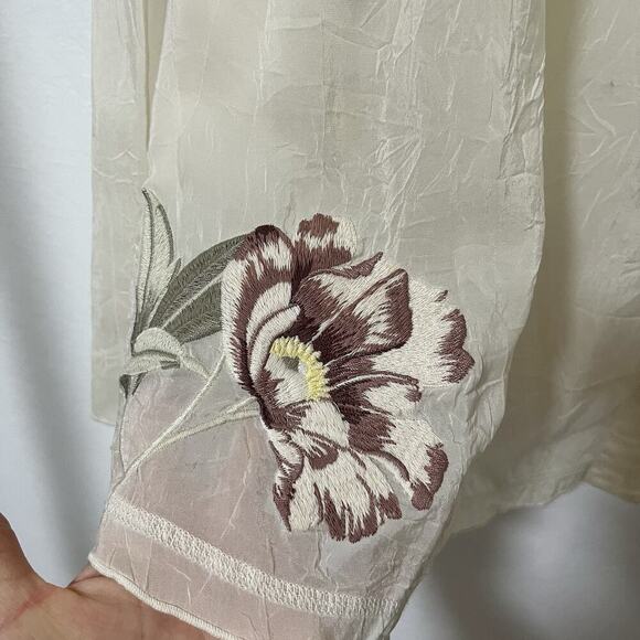 J. Jill Floral Embroidered Semi Sheer Blouse Size 3X Ivory Fairy Whimsical NWT - Picture 6 of 11